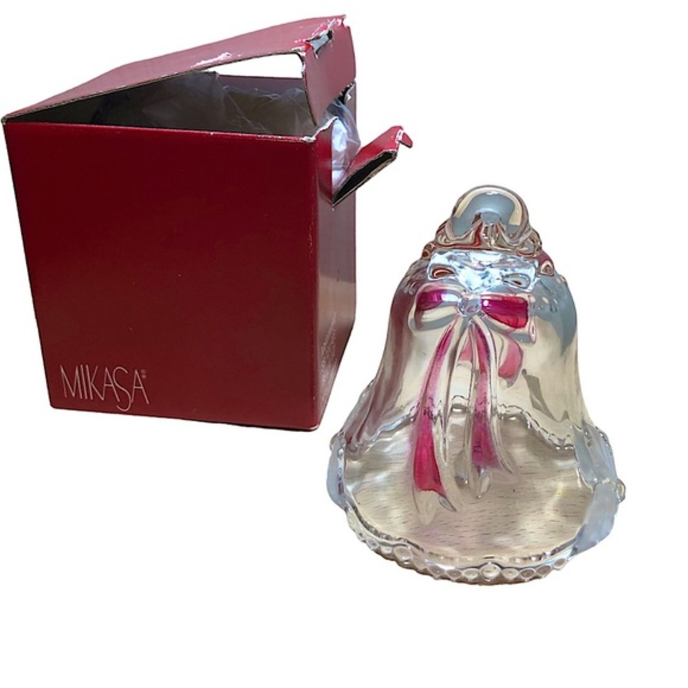 Vintage Mikasa Made in Germany Crystal Christmas Bell Fiesta New Open Box 4.5”
